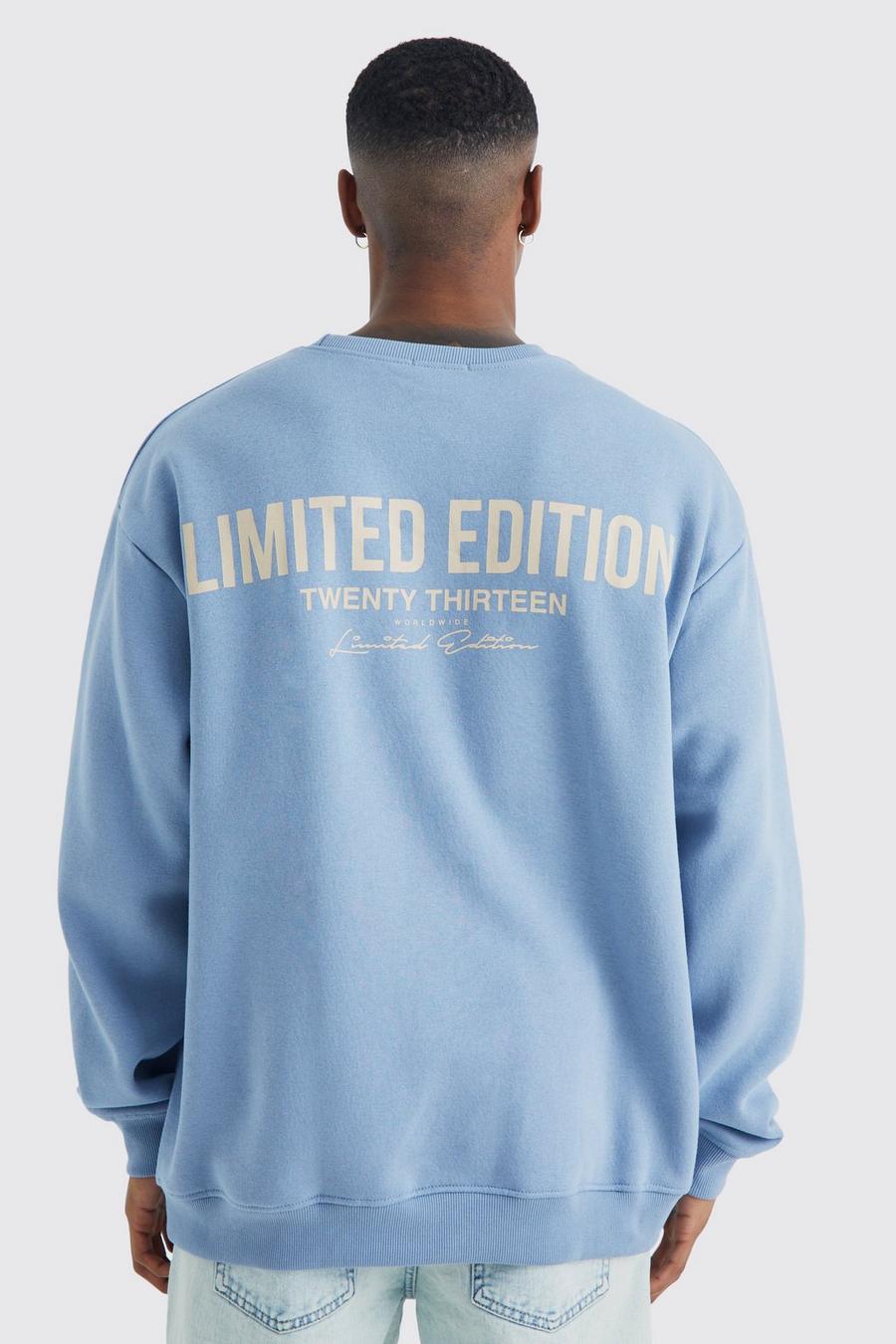 Dusty blue Oversized Limited Edition Text Print Sweatshirt