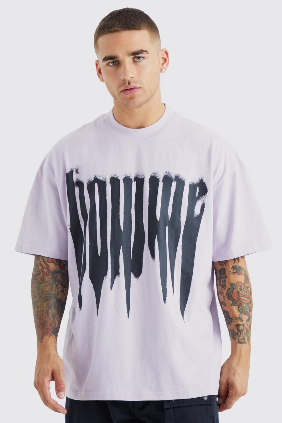 Lilac purple Oversized Extended Neck Homme Drip T-shirt