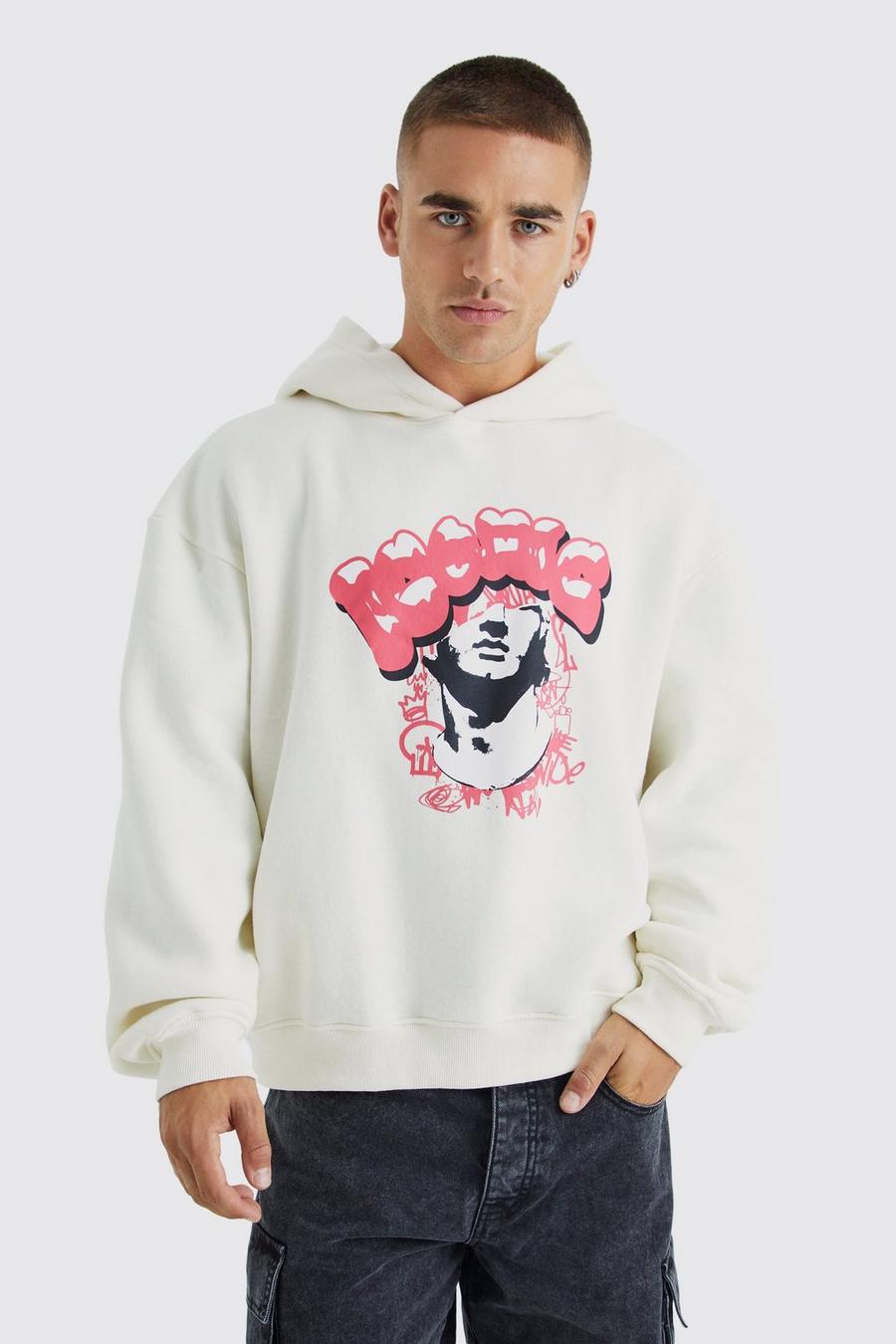 Ecru Homme Oversize hoodie med tryck image number 1