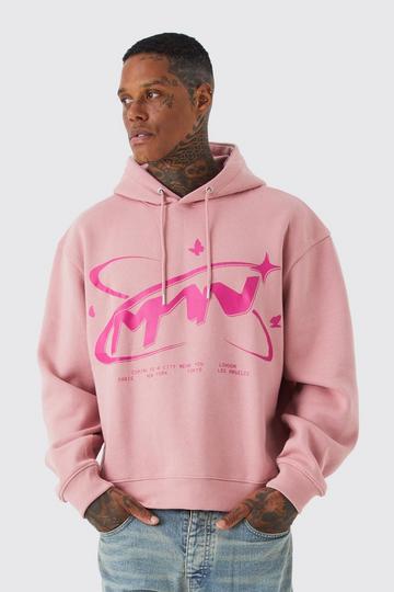 Oversized Boxy Butterfly Man Hoodie dusty pink