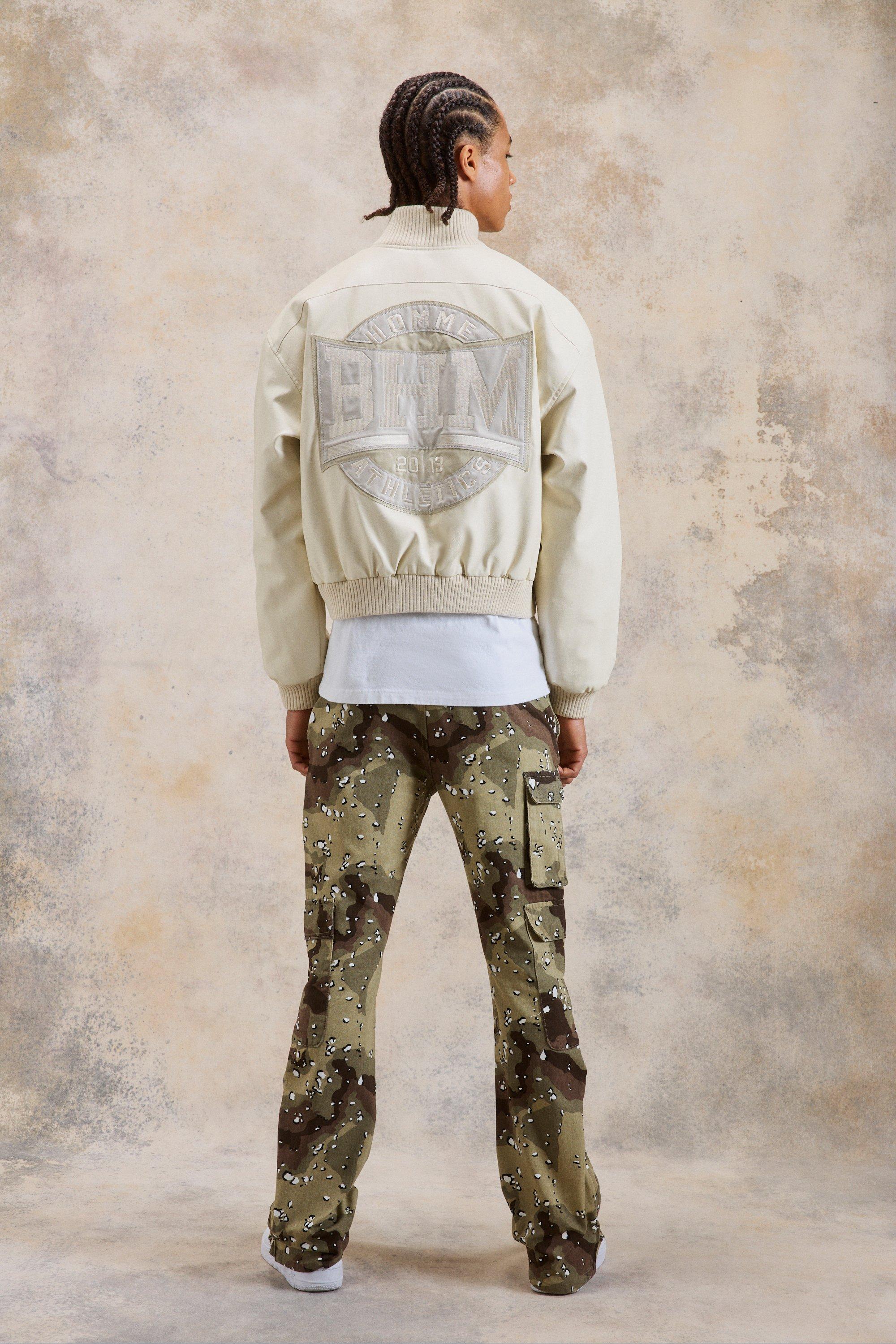 Slim Zip Flare Gusset Multi Cargo Camo Pants