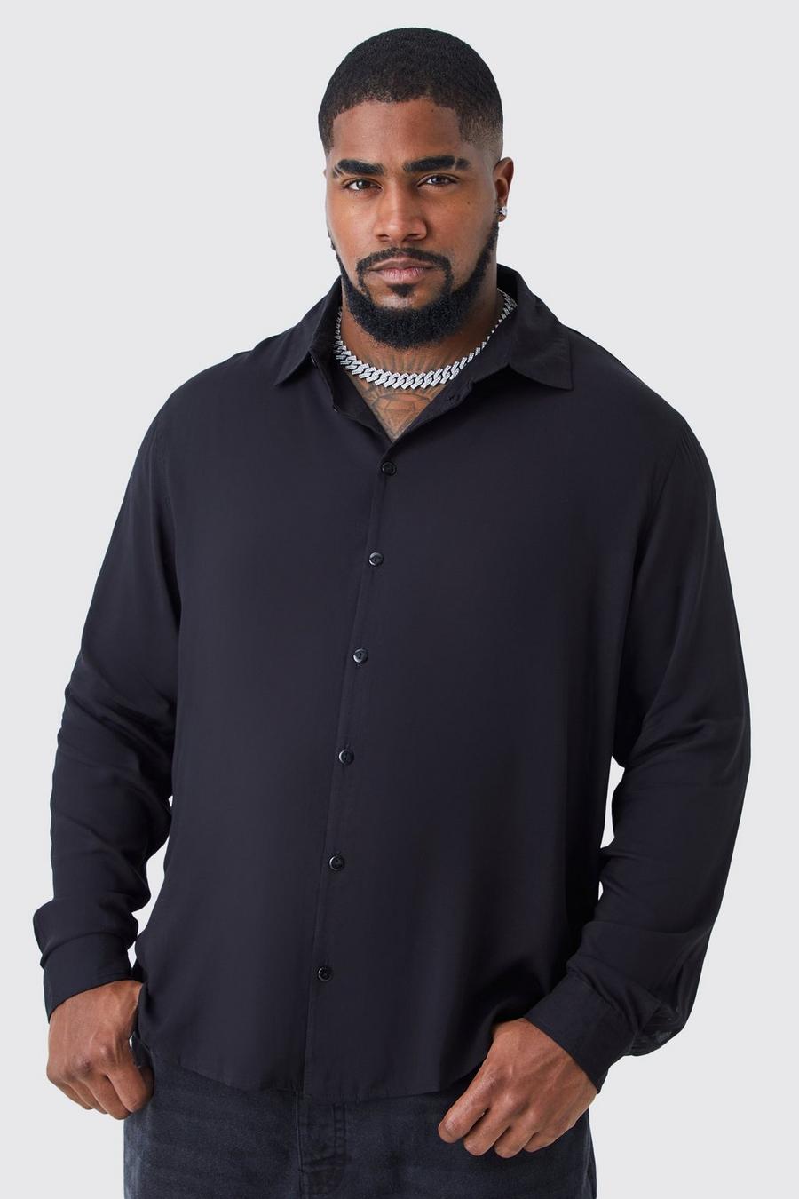 Black Plus Viscose Long Sleeve Shirt