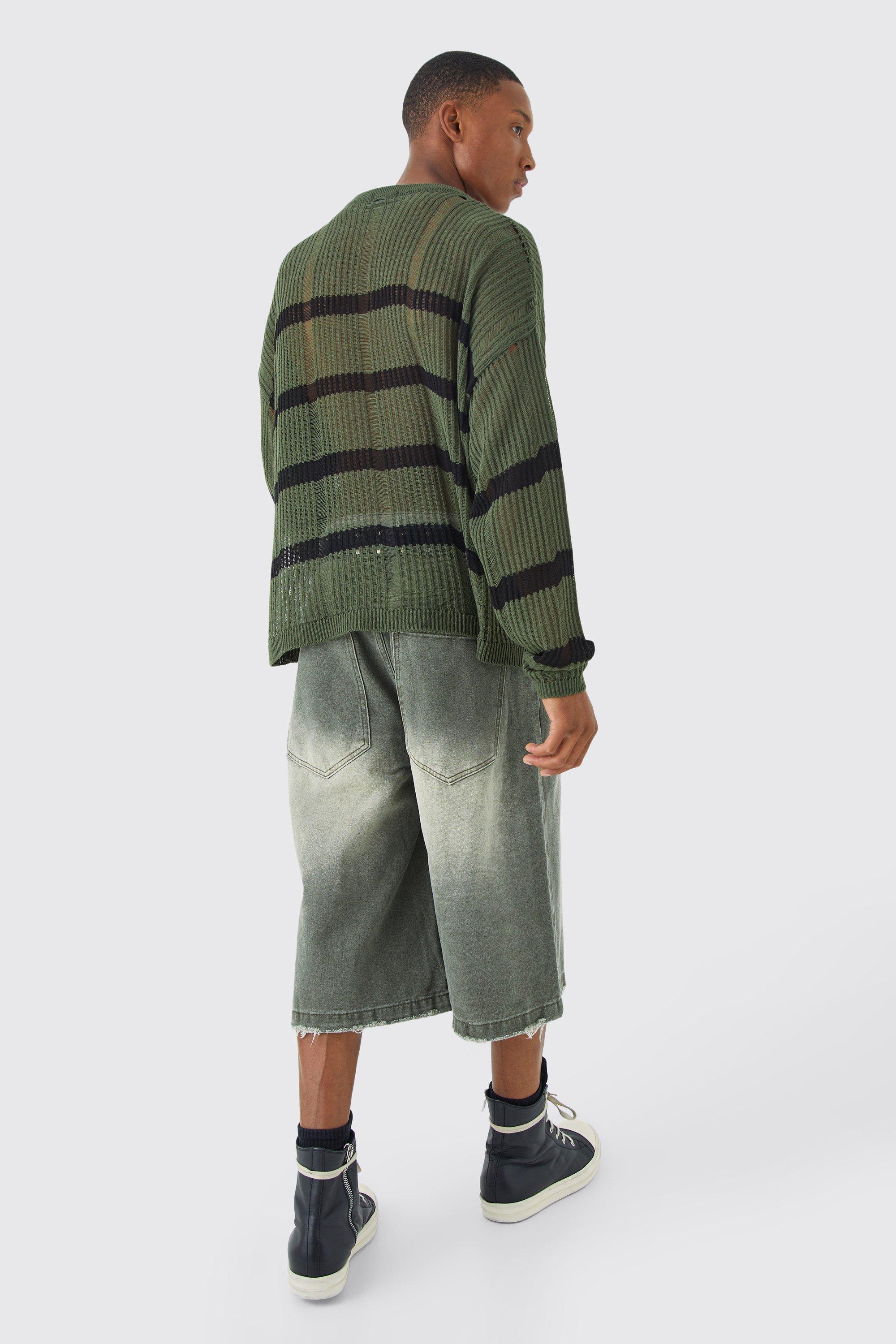 Boxy Drop Shoulder Open Knit Sweater | boohoo USA