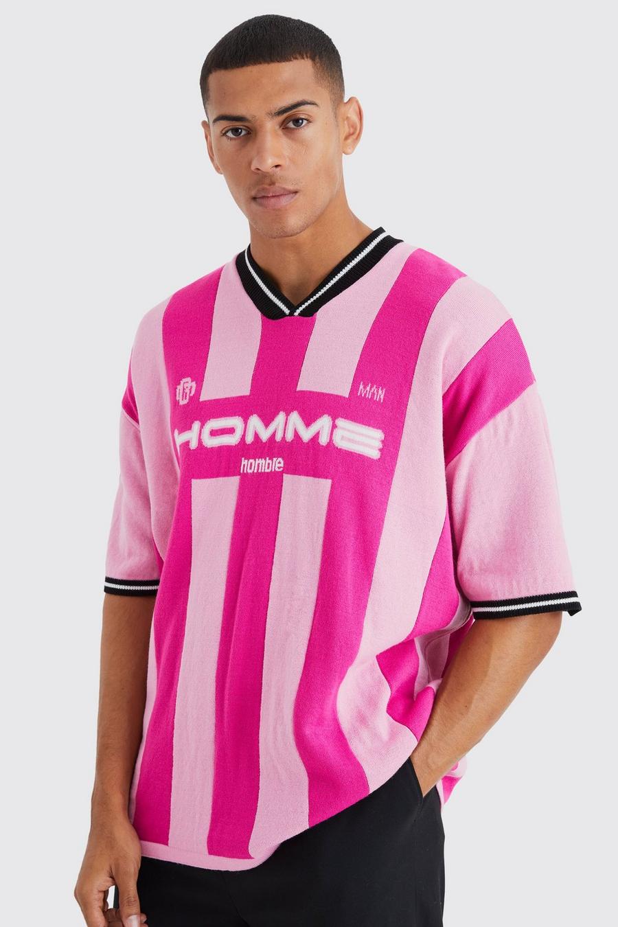 Homme Strick-Poloshirt, Pink