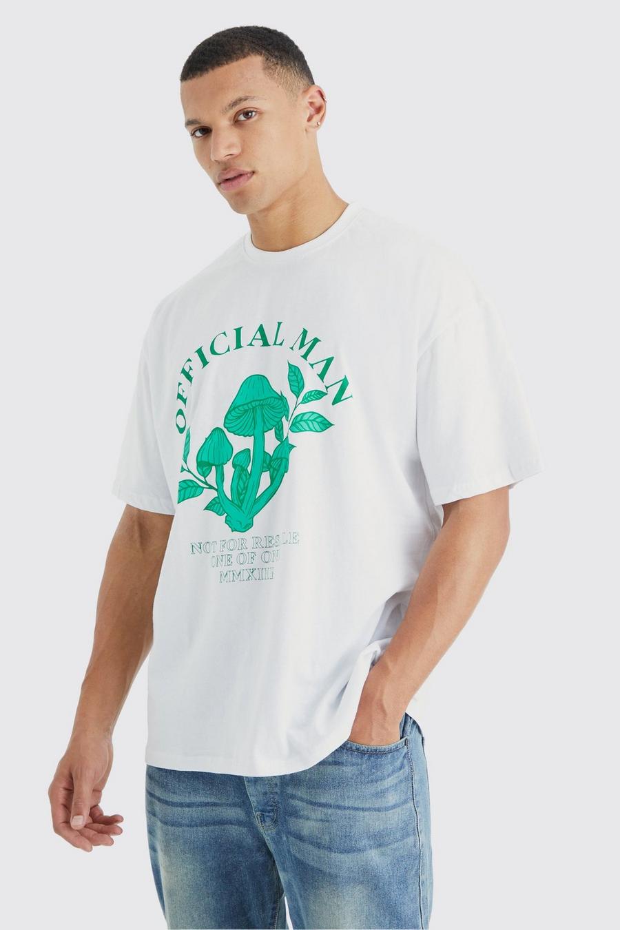White Tall Oversized Trippy Print T-shirt
