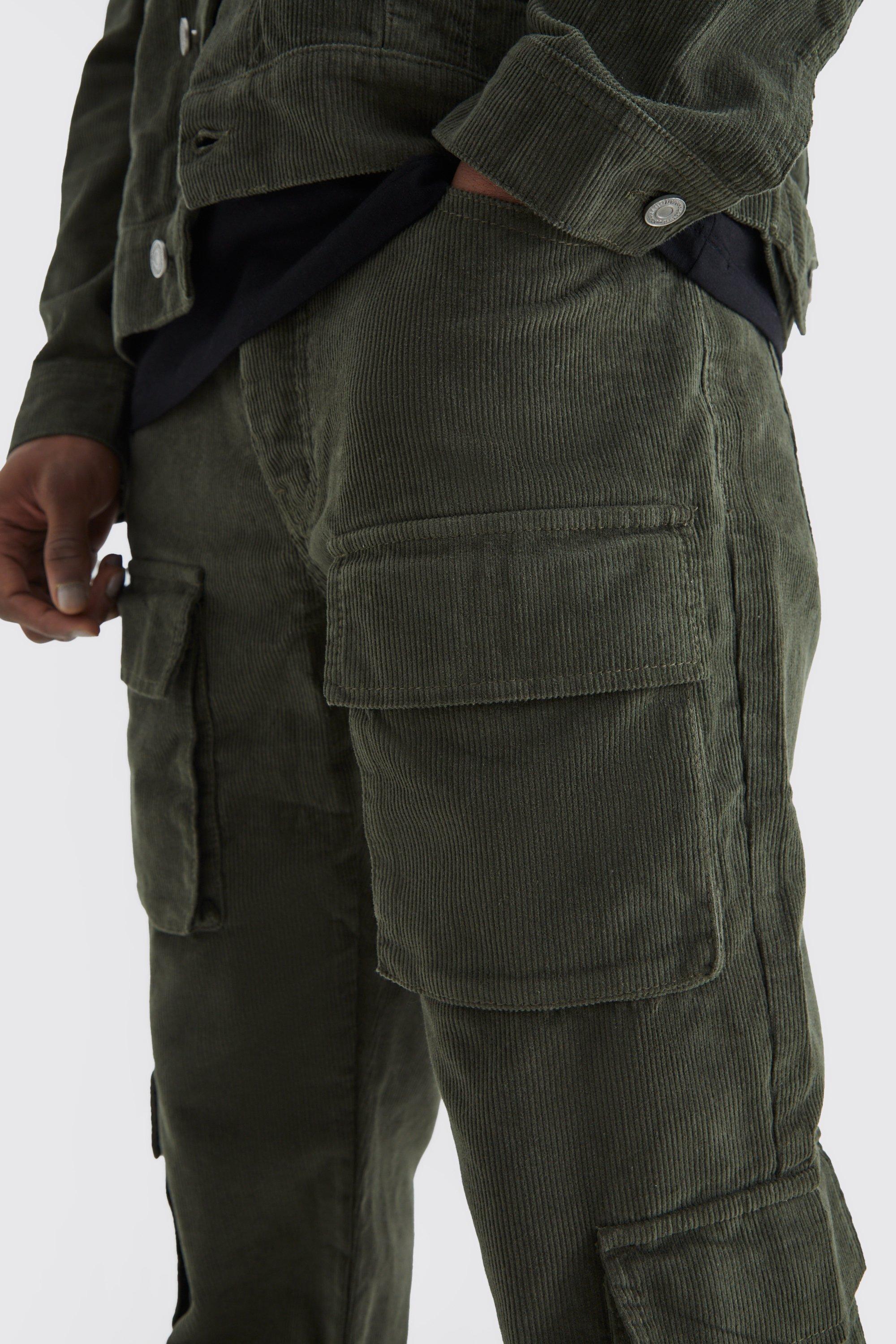 https://media.boohoo.com/i/boohoo/bmm55088_olive_xl_2/male-olive-fixed-waist-relaxed-multi-cargo-popper-hem-cord-trouser