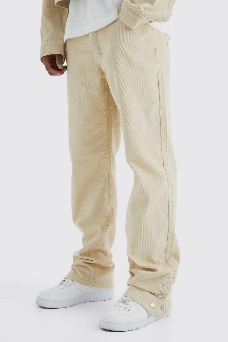 Stone Fixed Waist Relaxed Popper Hem Cord Trouser image number 1