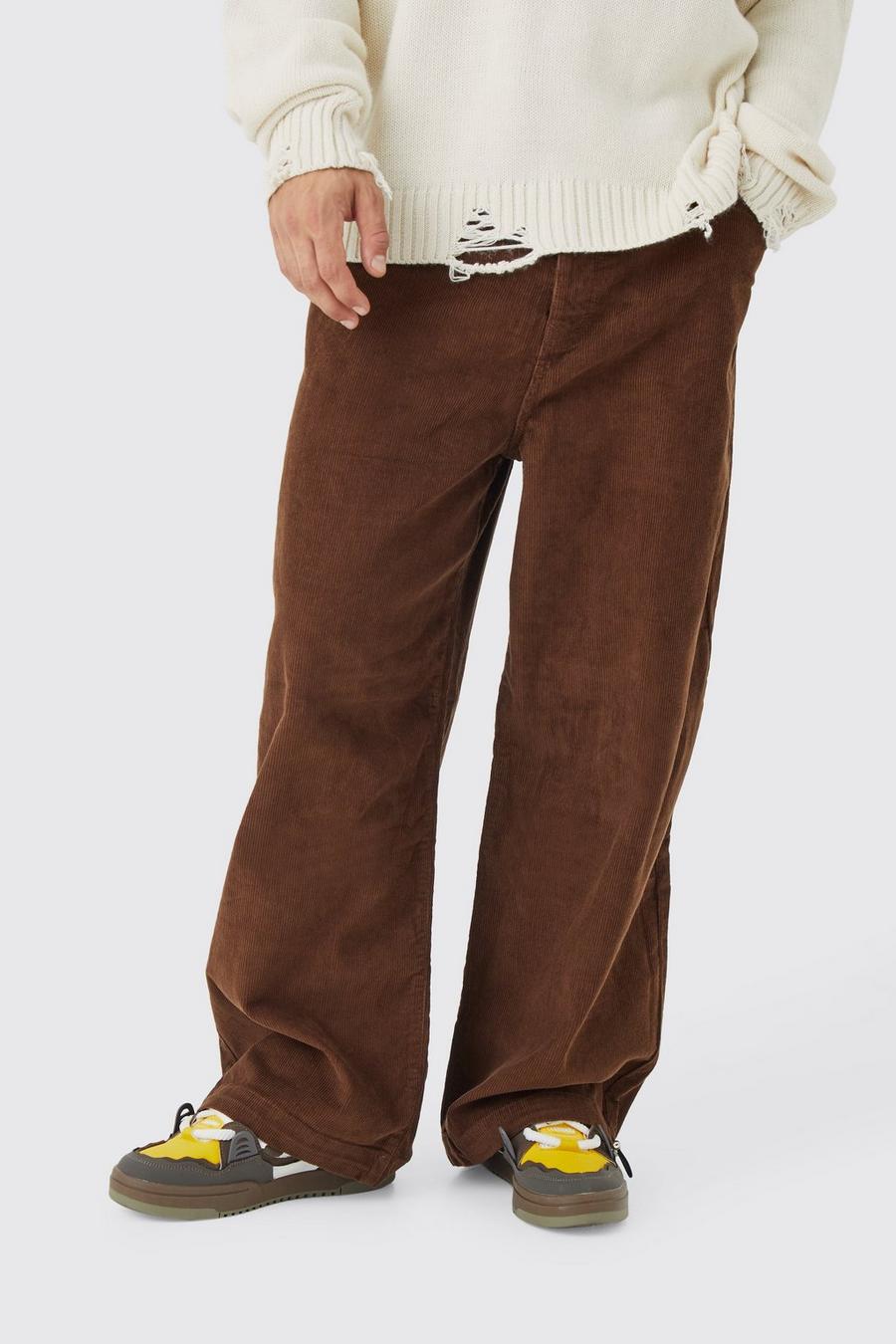 Pantalón de pana con cintura elástica, Chocolate image number 1