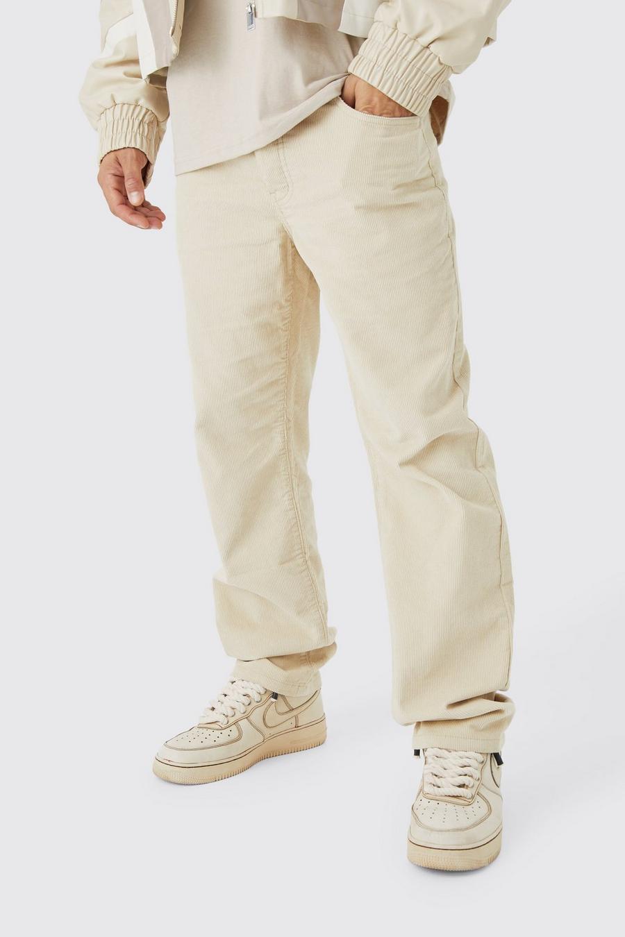 Pantalon ample en velours côtelé, Stone beige