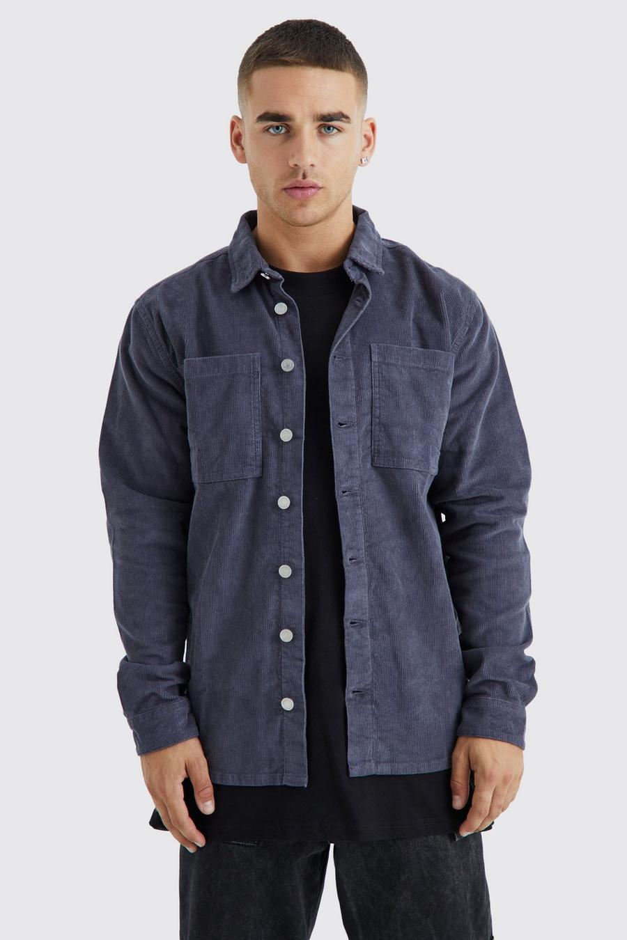 Cargo-Overshirt aus Cord, Charcoal image number 1