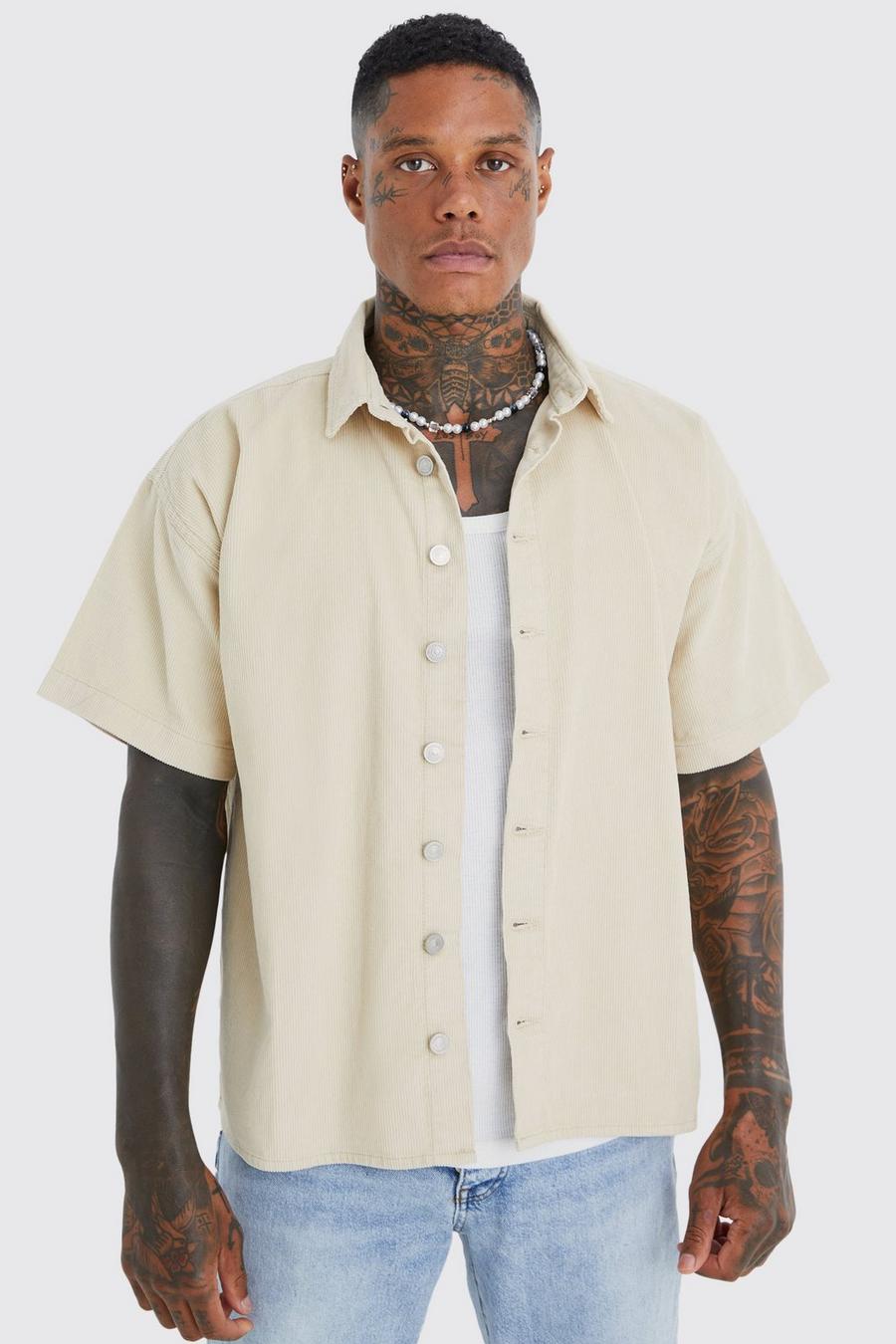Stone Boxy Fit Cord Shirt image number 1