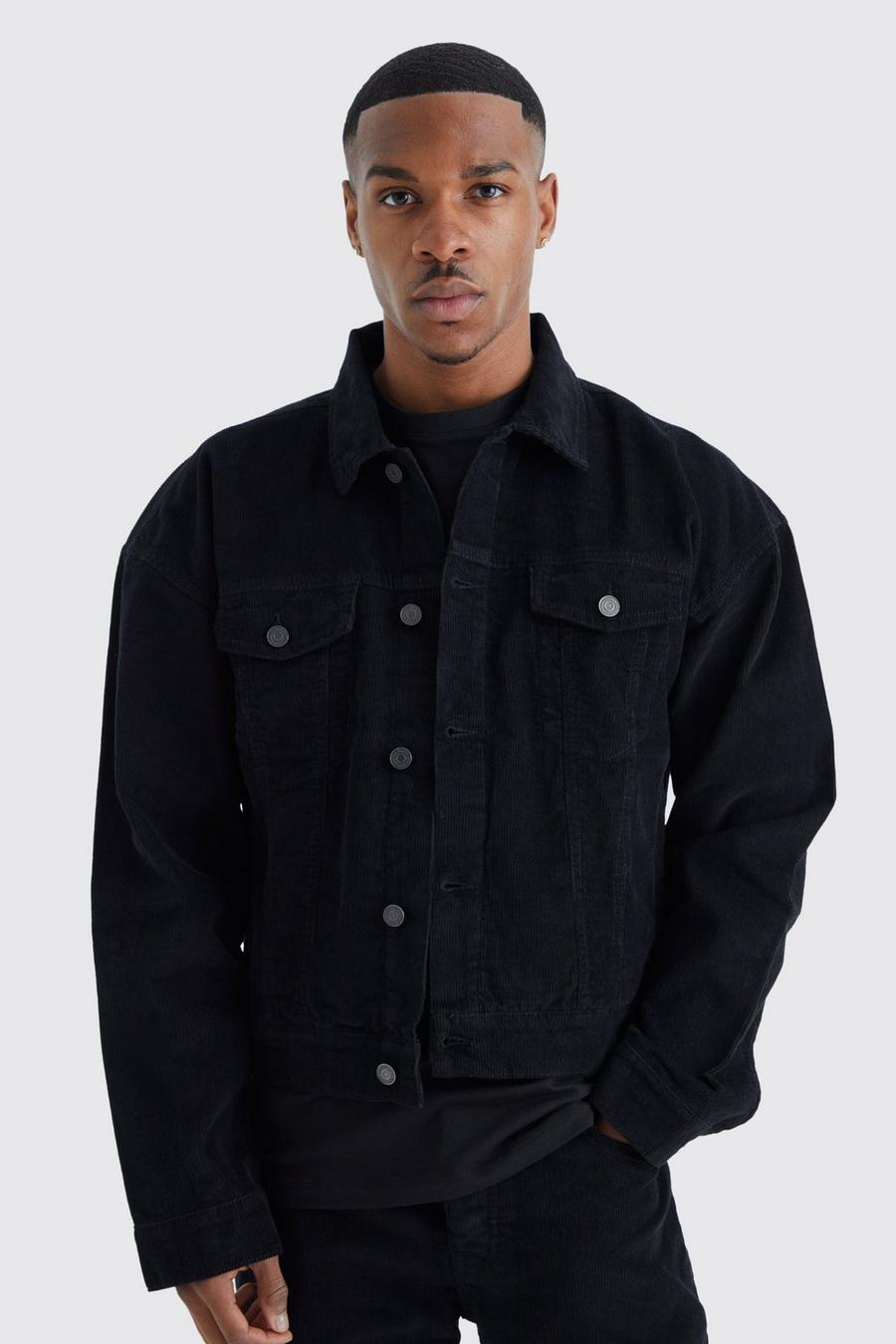 Black negro Boxy Fit Cord Jacket