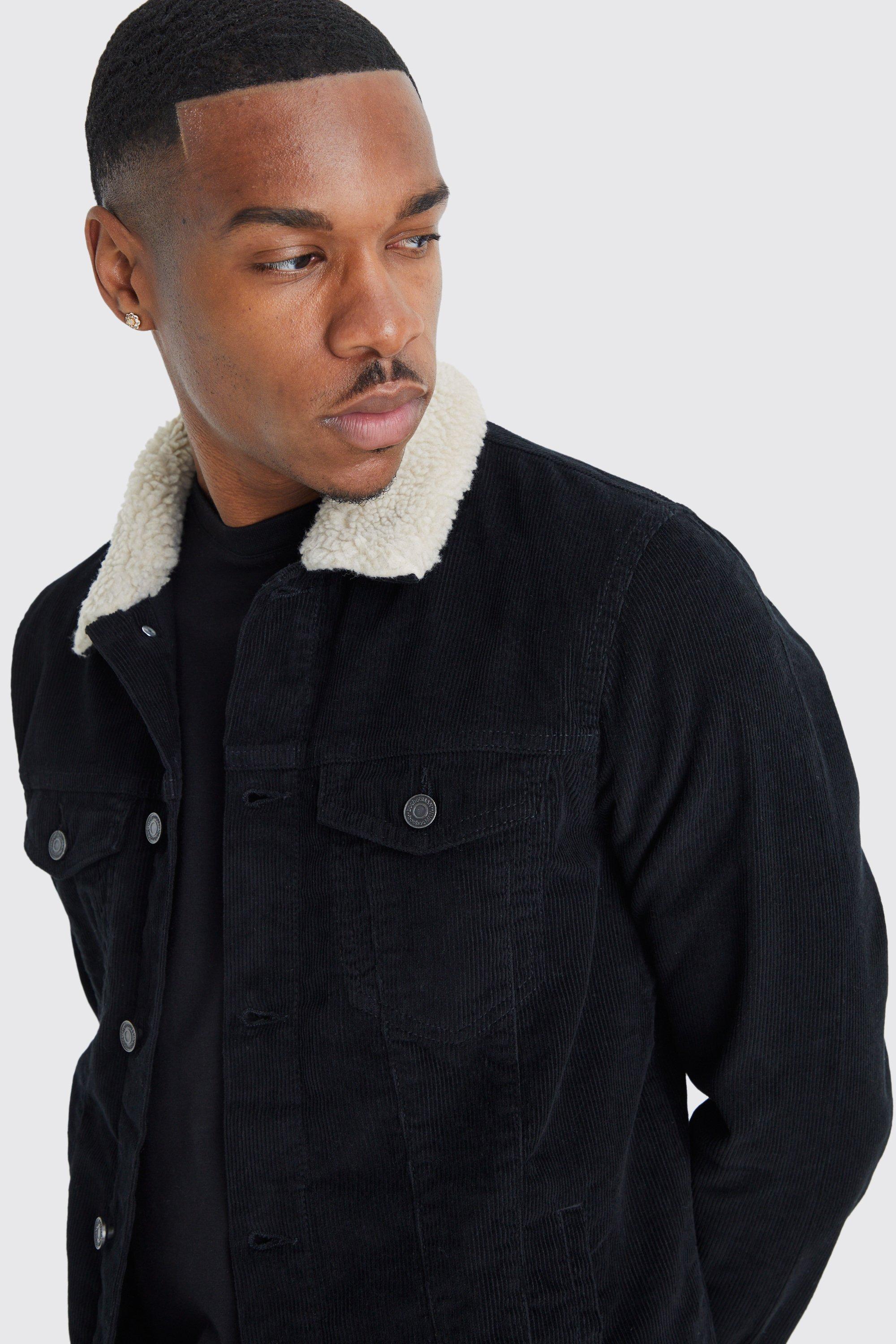 Borg collar outlet jacket black