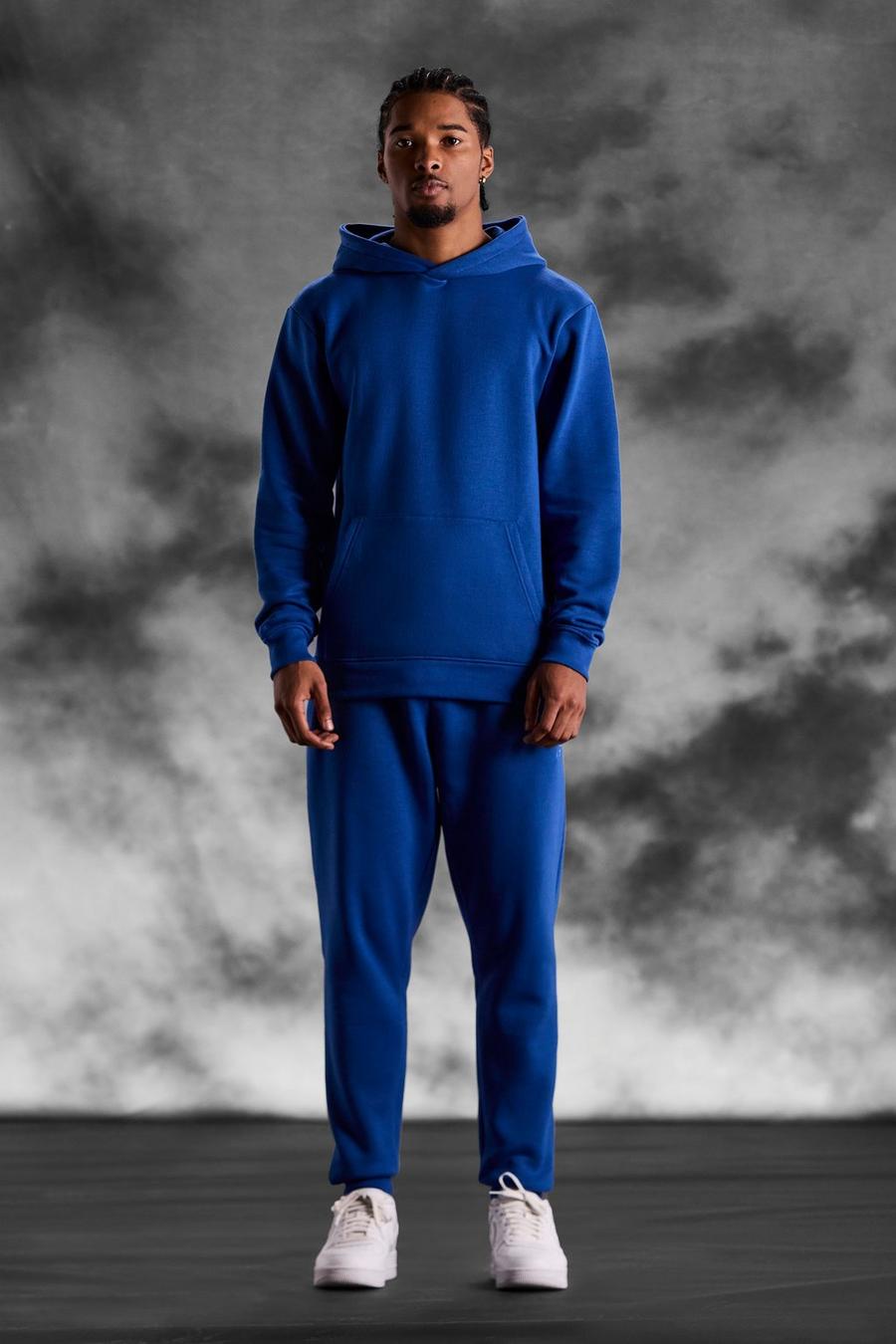 Bestickter Slim-Fit Trainingsanzug mit Kapuze, Cobalt blue