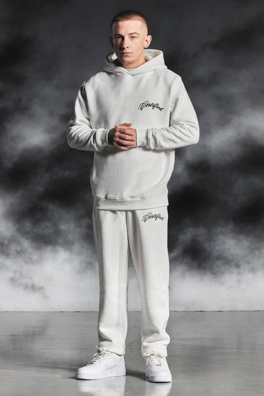 White blanc ArrDee Certified Embroidered Hooded Tracksuit