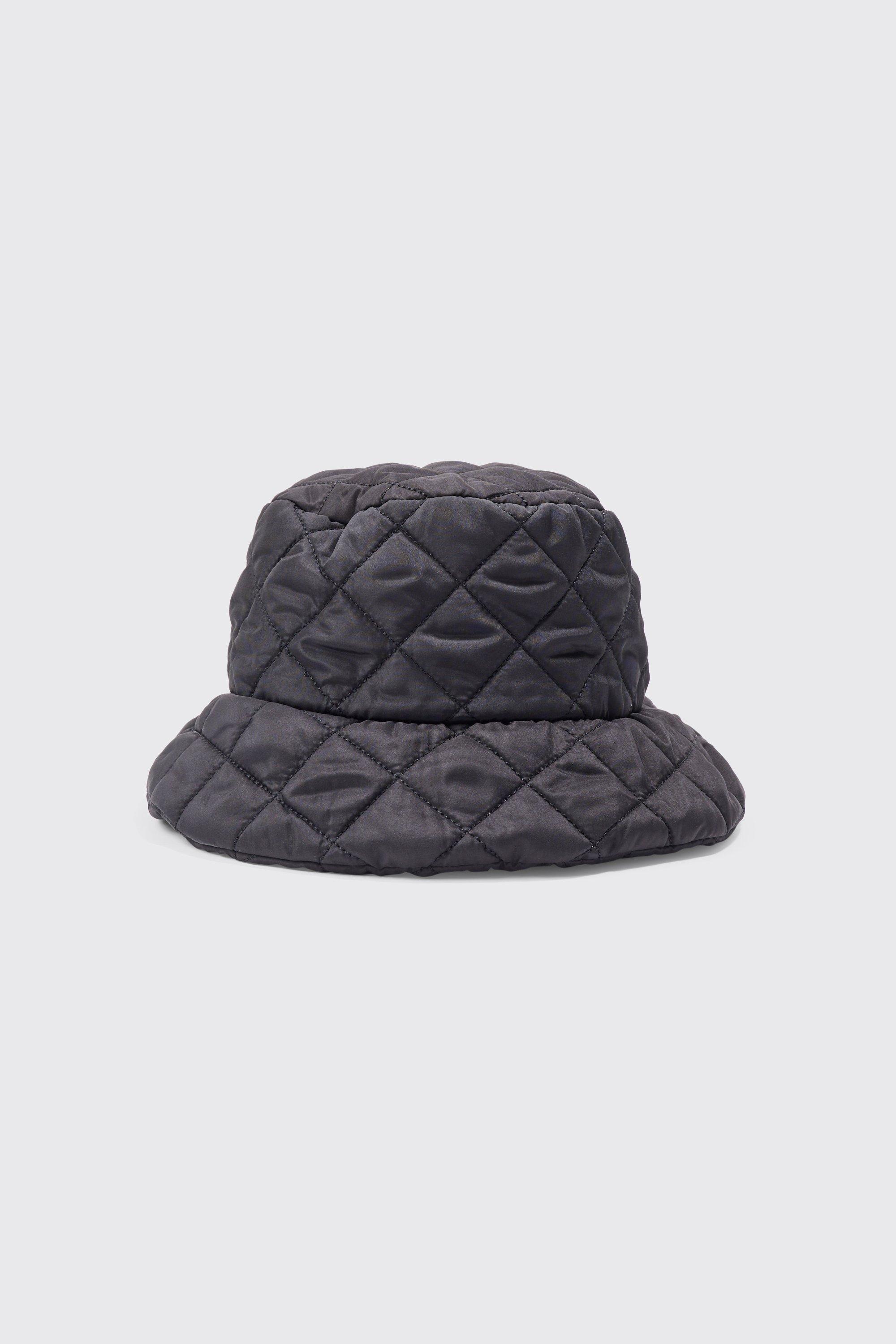 boohooMAN High Shine Nylon Quilted Bucket Hat