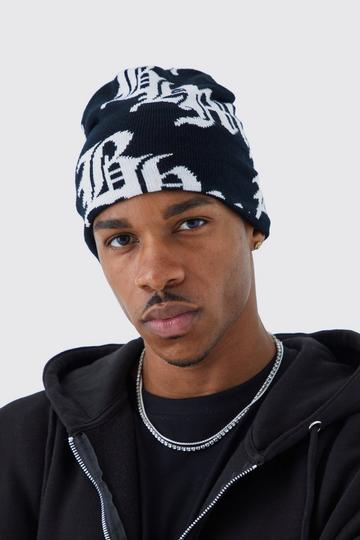 Gothic Logo Jacquard Beanie black