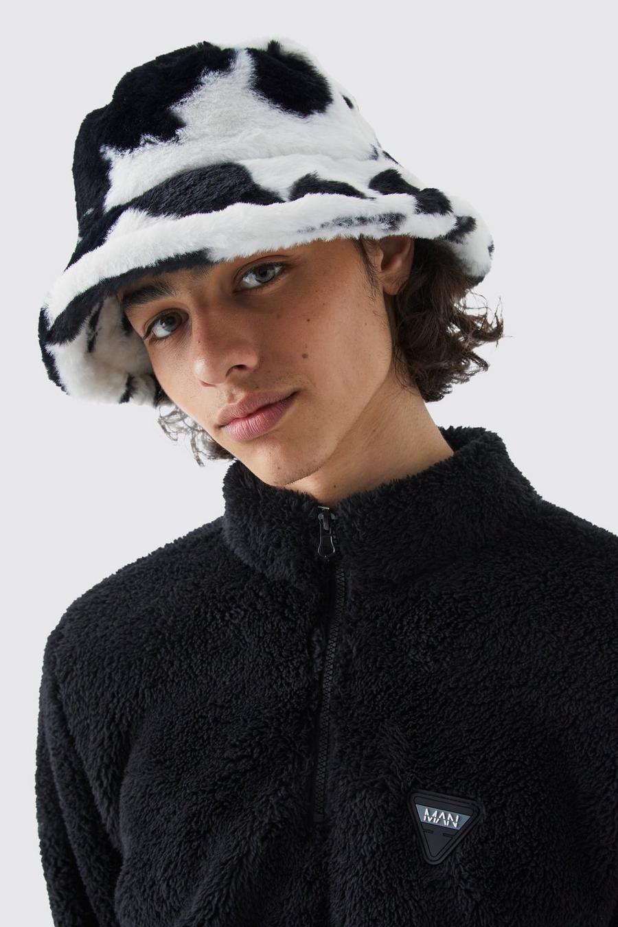 Cow Print Fluffy Bucket Hat