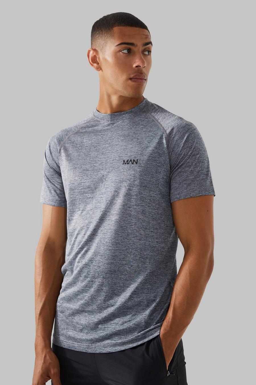 Light grey gris Active Basic Mergel Raglan T-Shirt