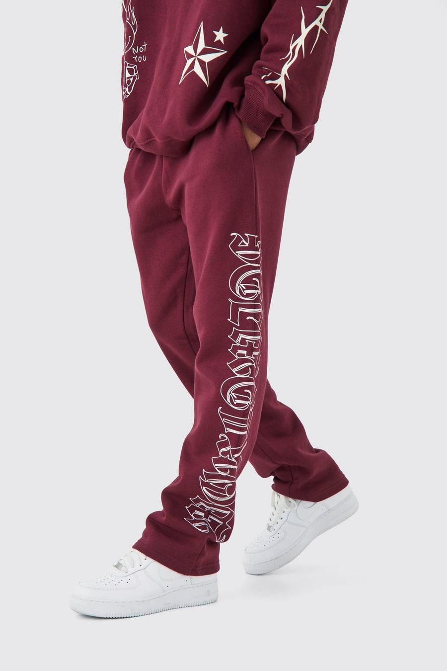 Burgundy red Straight Leg Worldwide Joggers image number 1