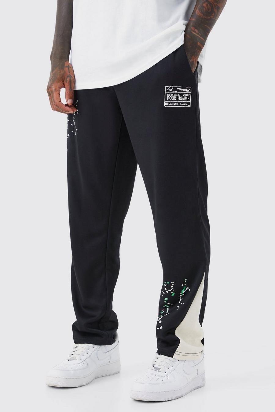 Pantaloni tuta Regular Fit in tricot con inserti, Black image number 1