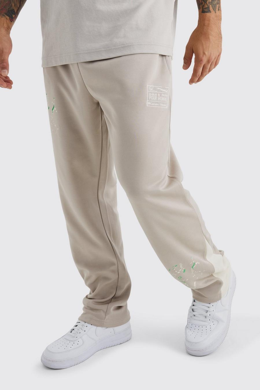 Pantaloni tuta Regular Fit in tricot con inserti, Stone image number 1