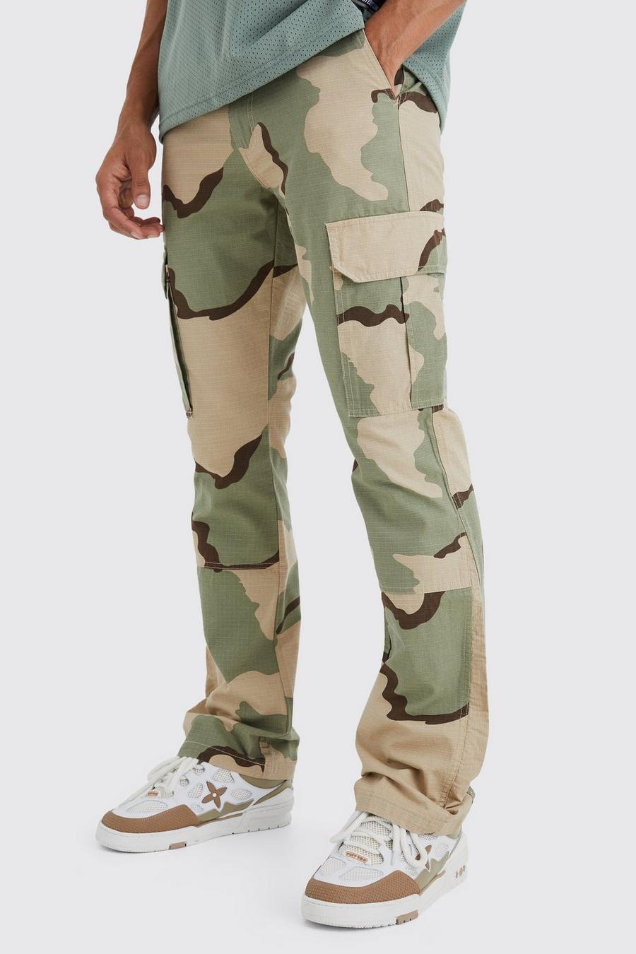 Sand Slim Ripstop Gusset Flare Camo Cargo Trouser image number 1