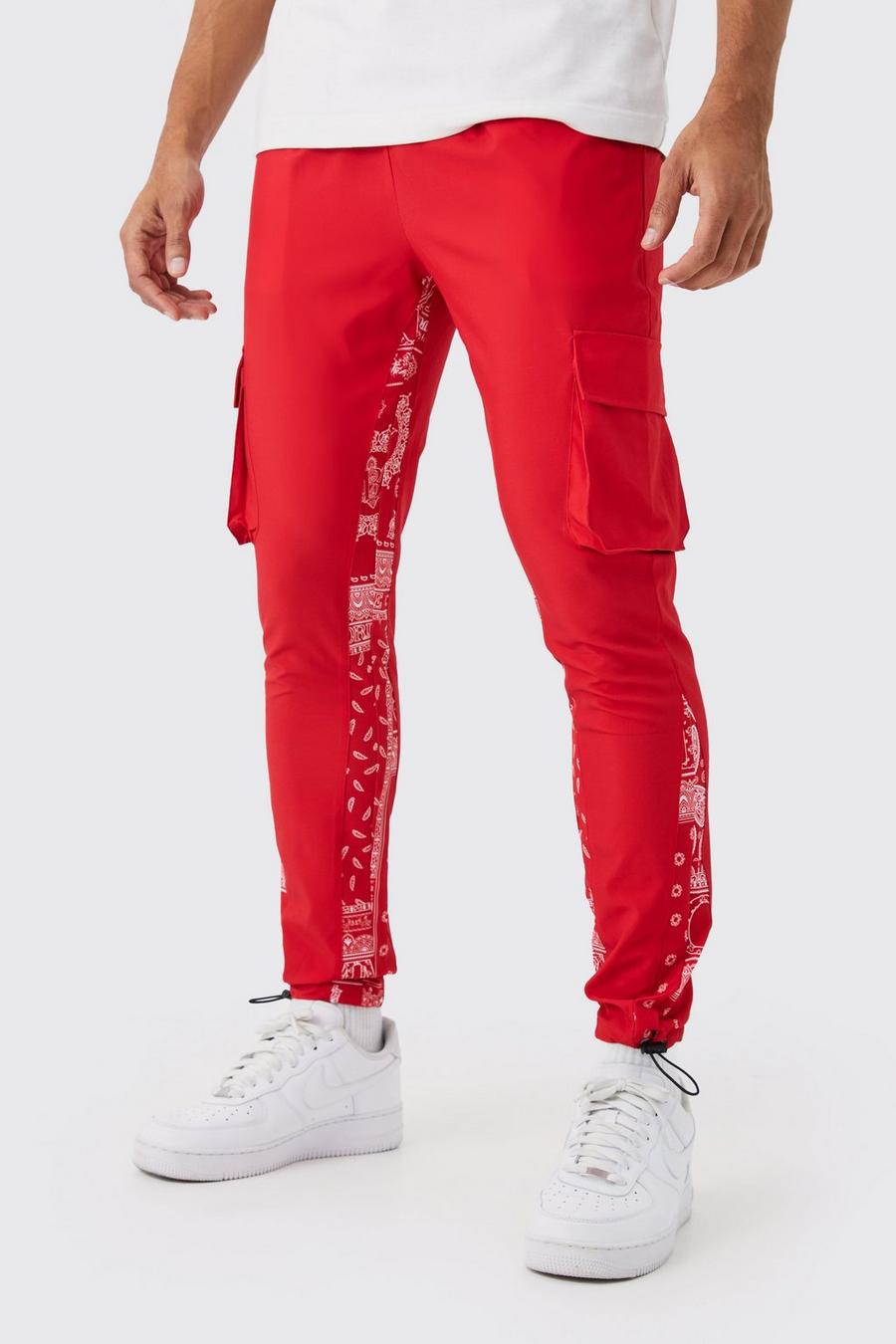 Red Skinny Gusset Cargo Bandanna Trouser image number 1