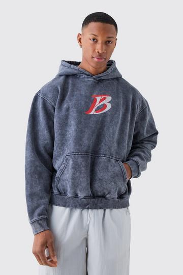 Charcoal Grey Oversized Boxy Acid Washed Hoodie