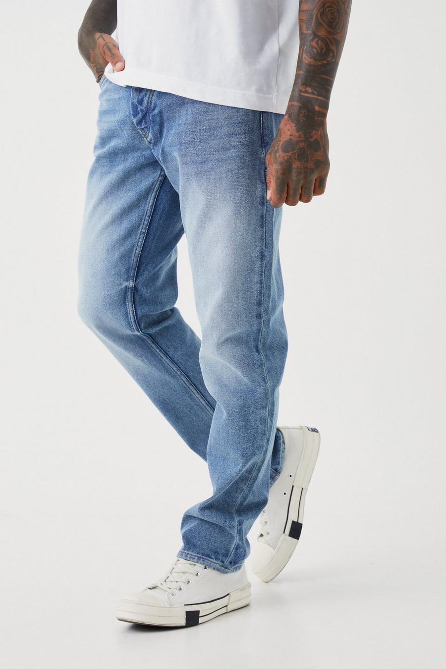 Jeans dritti stile Carpenter in denim rigido, Antique blue