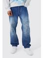 Mid blue Relaxed Rigid All Over Text Laser Print Jeans