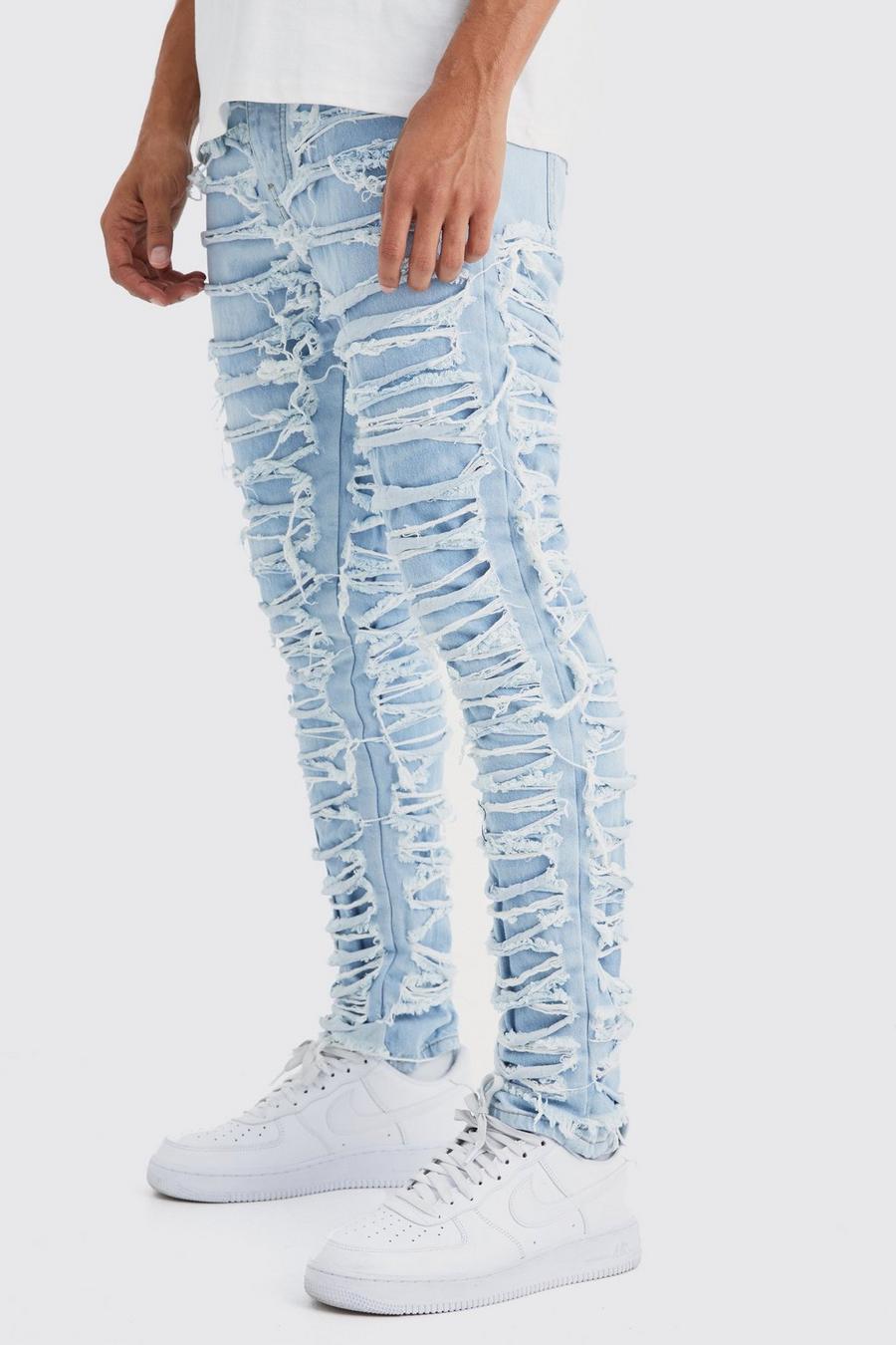 Ice blue Slim Rigid Extreme Distressed Jeans