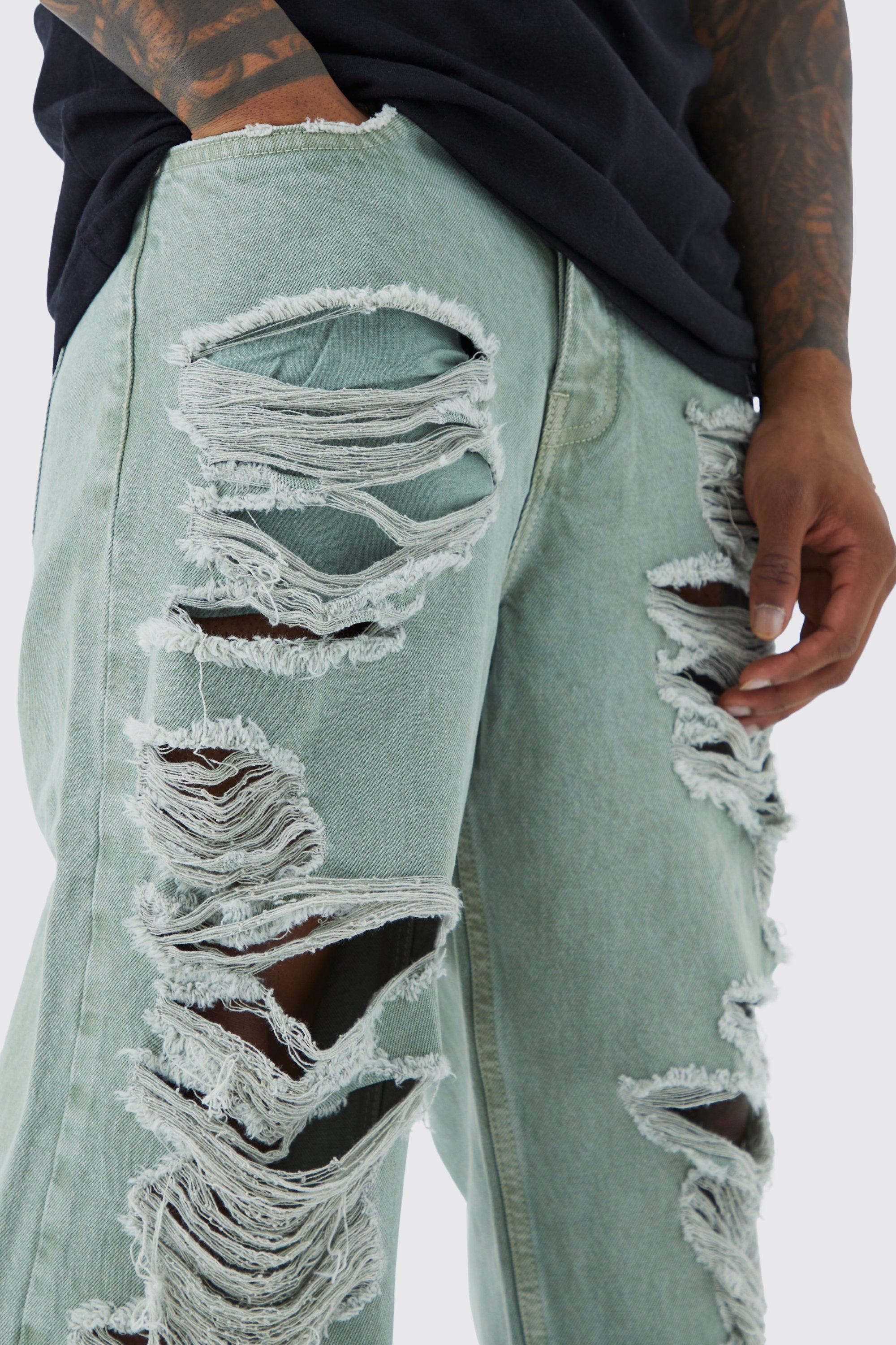 OVERDYED BAGGY JEANS - Dusty blue