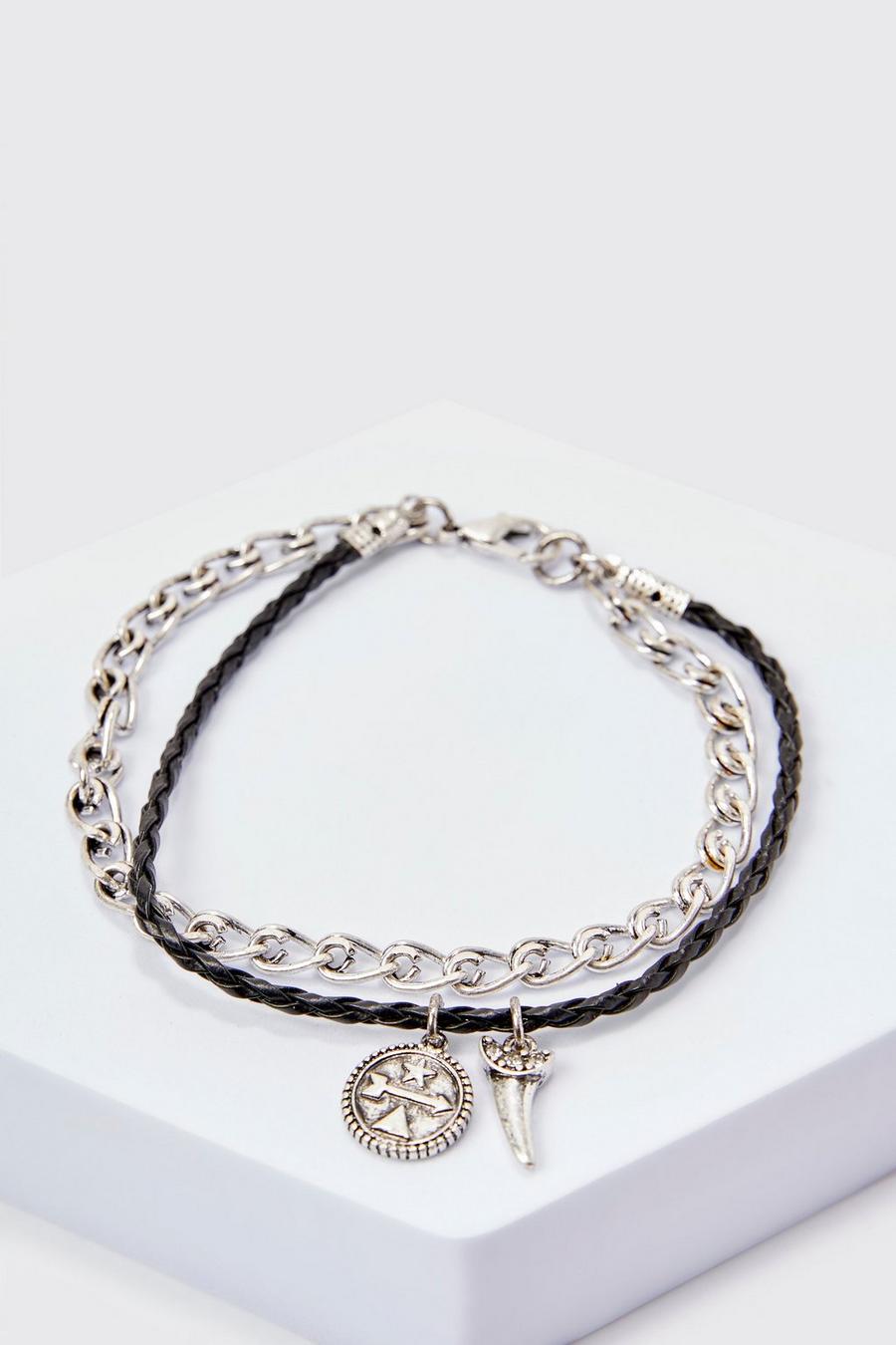 Silver 2 Chained Braclet 