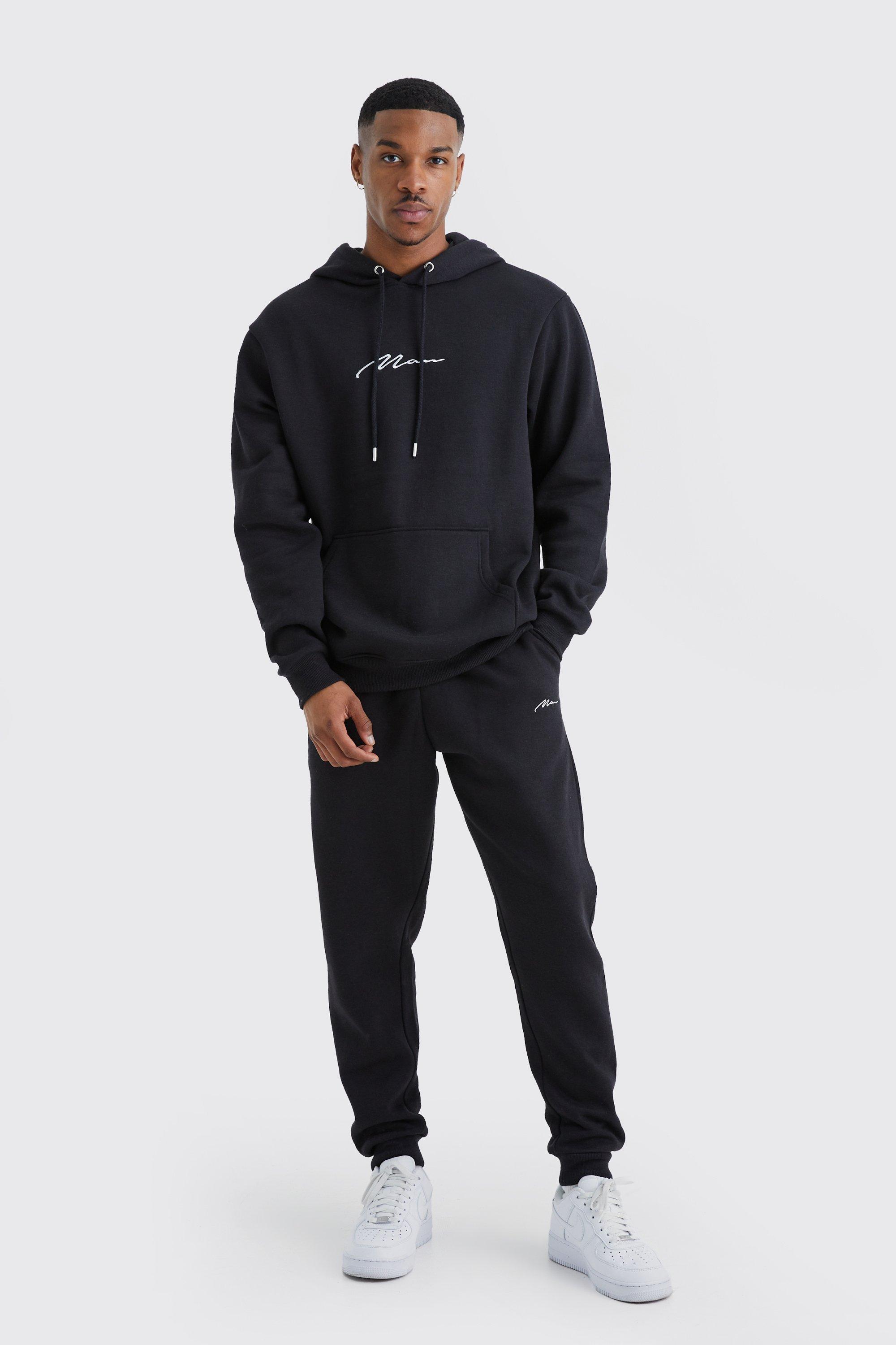 boohoo Mens Oversized Man Signature Over The Head Hoodie - Black