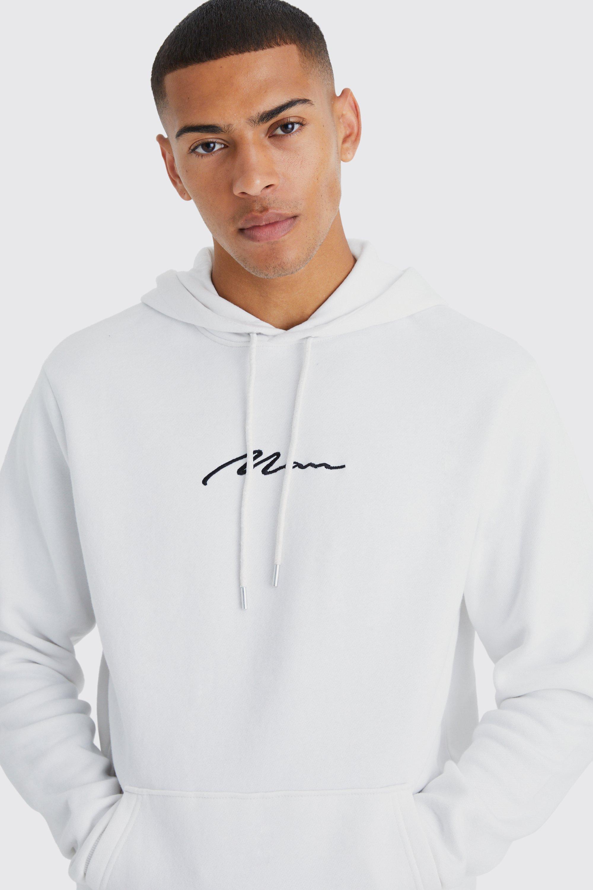 Man Signature Over The Head Hoodie boohoo