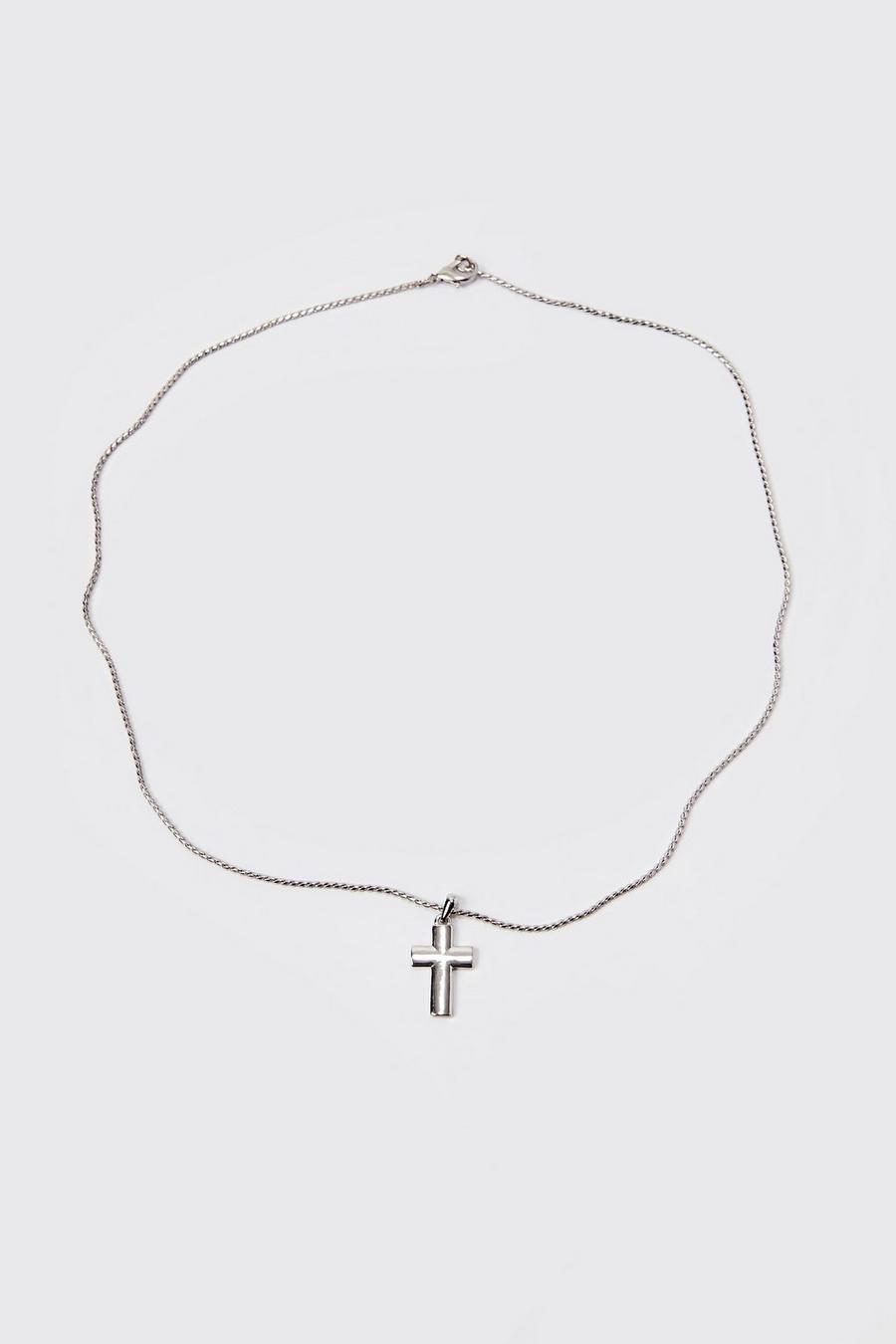 Silver Cross Pendant Necklace image number 1