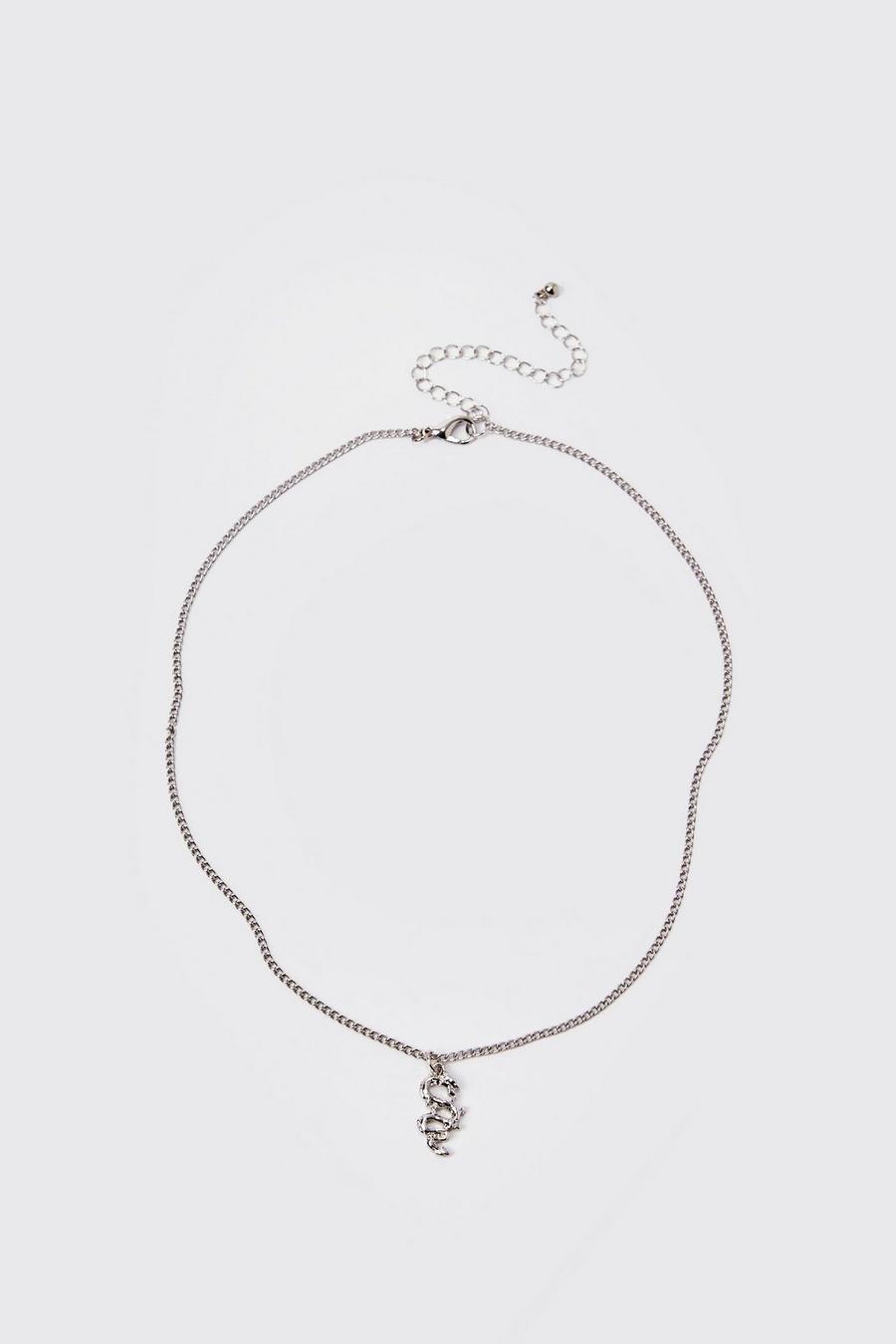 Silver silber Dragon Pendant Necklace 