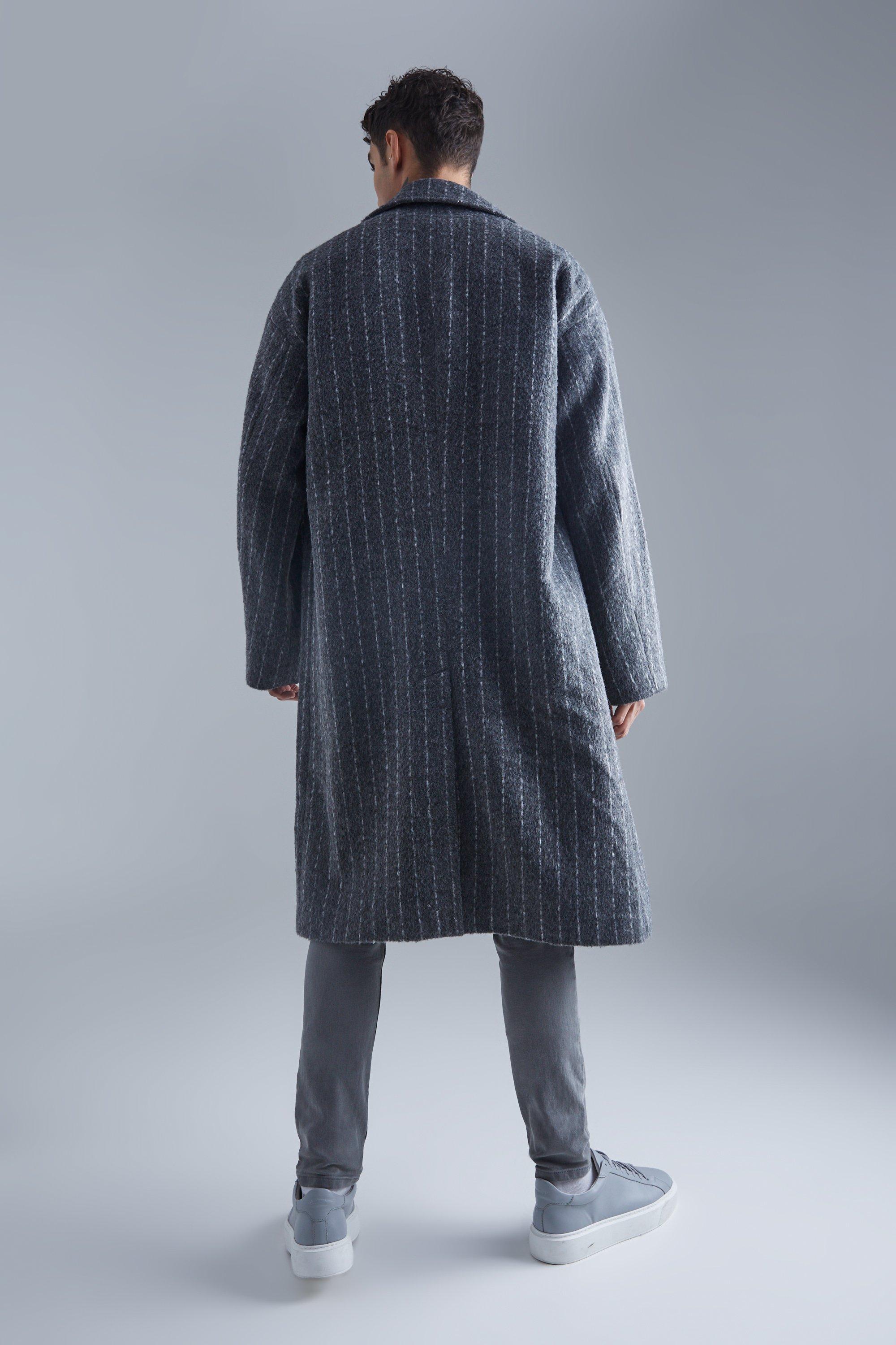 Striped overcoat clearance