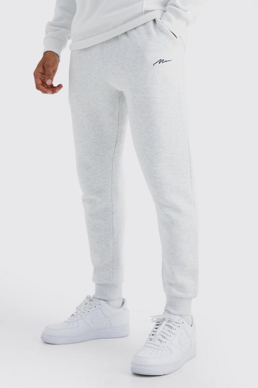 Pantalón deportivo ajustado con firma MAN, Grey marl gris