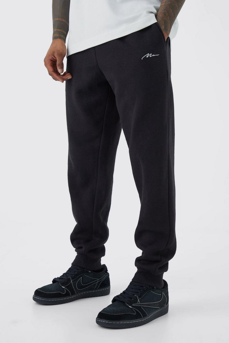 Pantaloni tuta Regular Fit con firma Man, Black nero