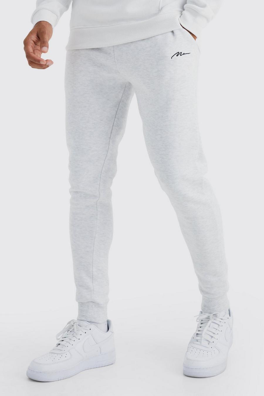 Pantalón deportivo pitillo con firma MAN, Grey marl gris