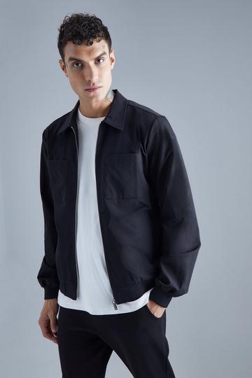 Technical Stretch Harrington With Patch Pockets black