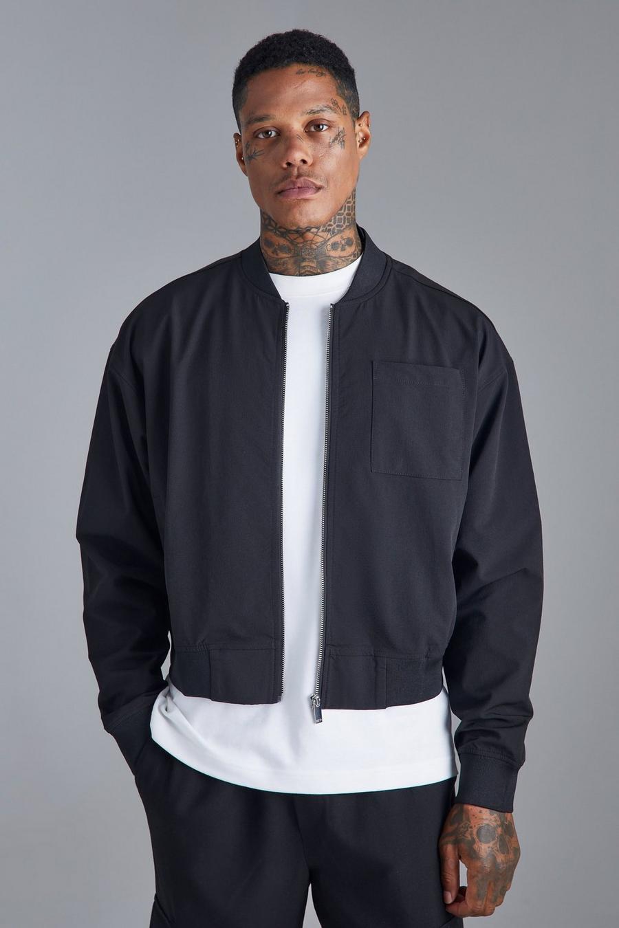 Black Boxy Technical Stretch Smart Bomber image number 1