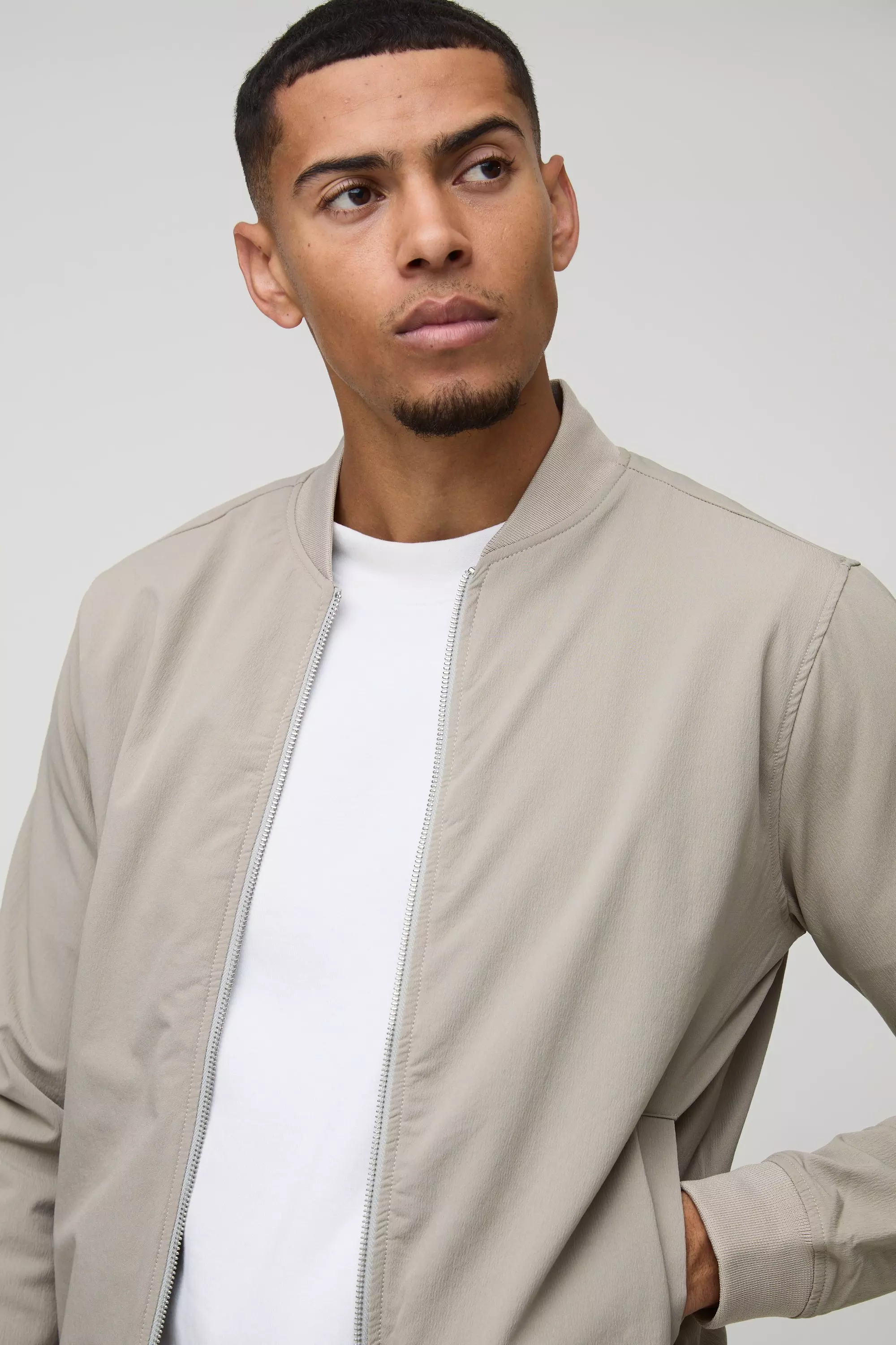 Taupe Technical Stretch Smart Bomber alternative image