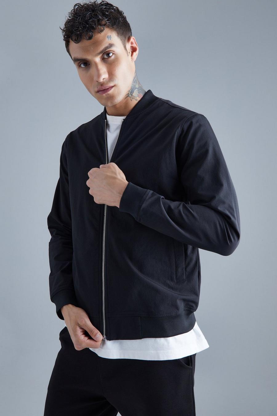 Giacca Bomber Smart in Stretch tecnico, Black image number 1