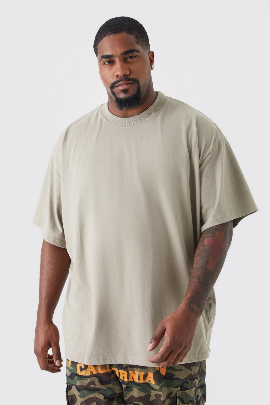 Sand beige Plus Loose Extended Neck T-shirt