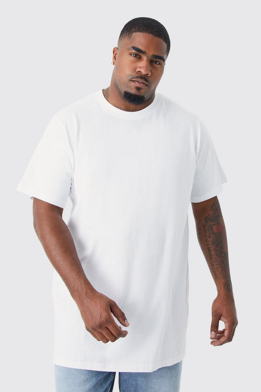White vit Plus Basic T-shirt med rund hals