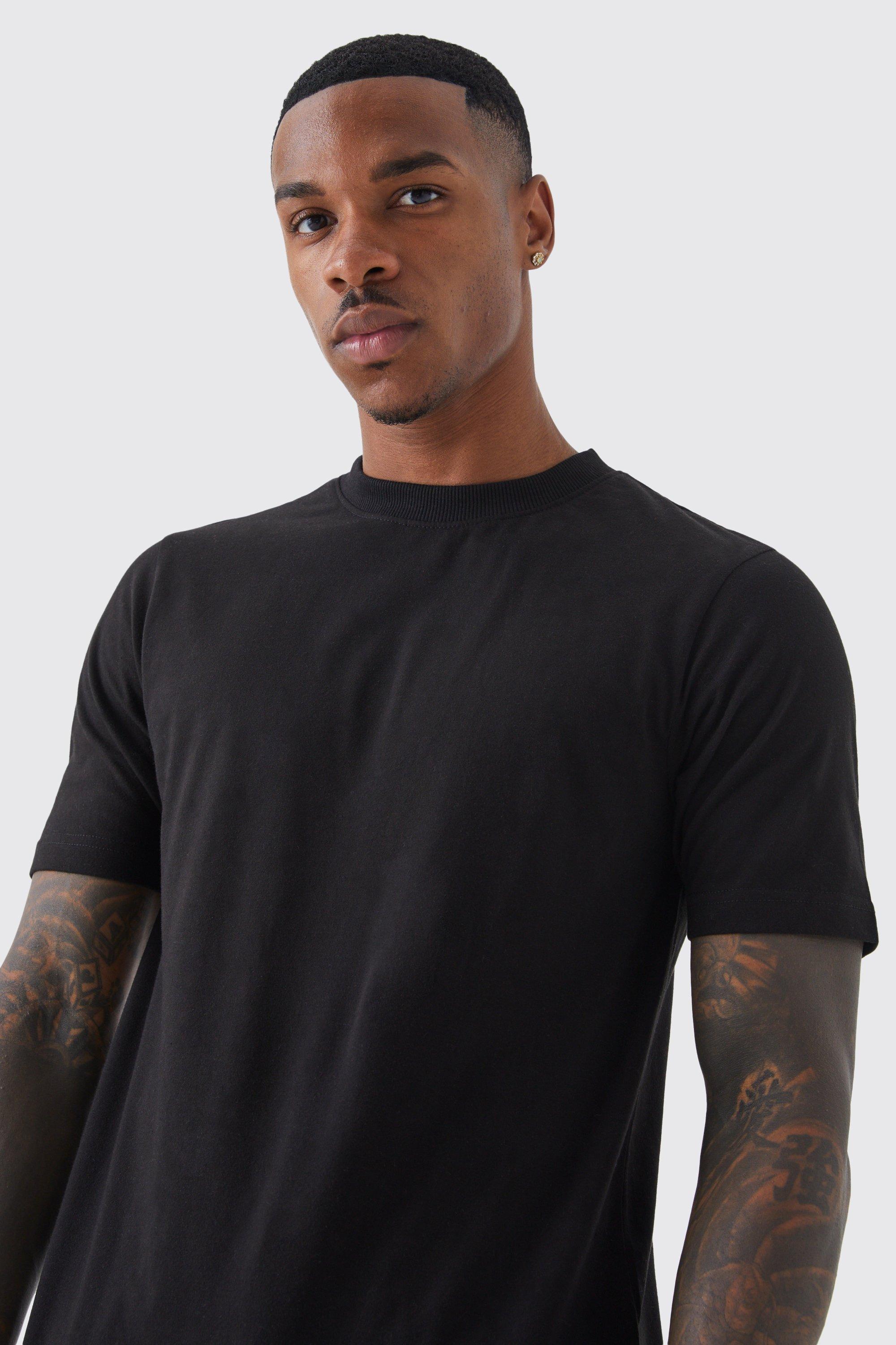 mens black longline t shirt