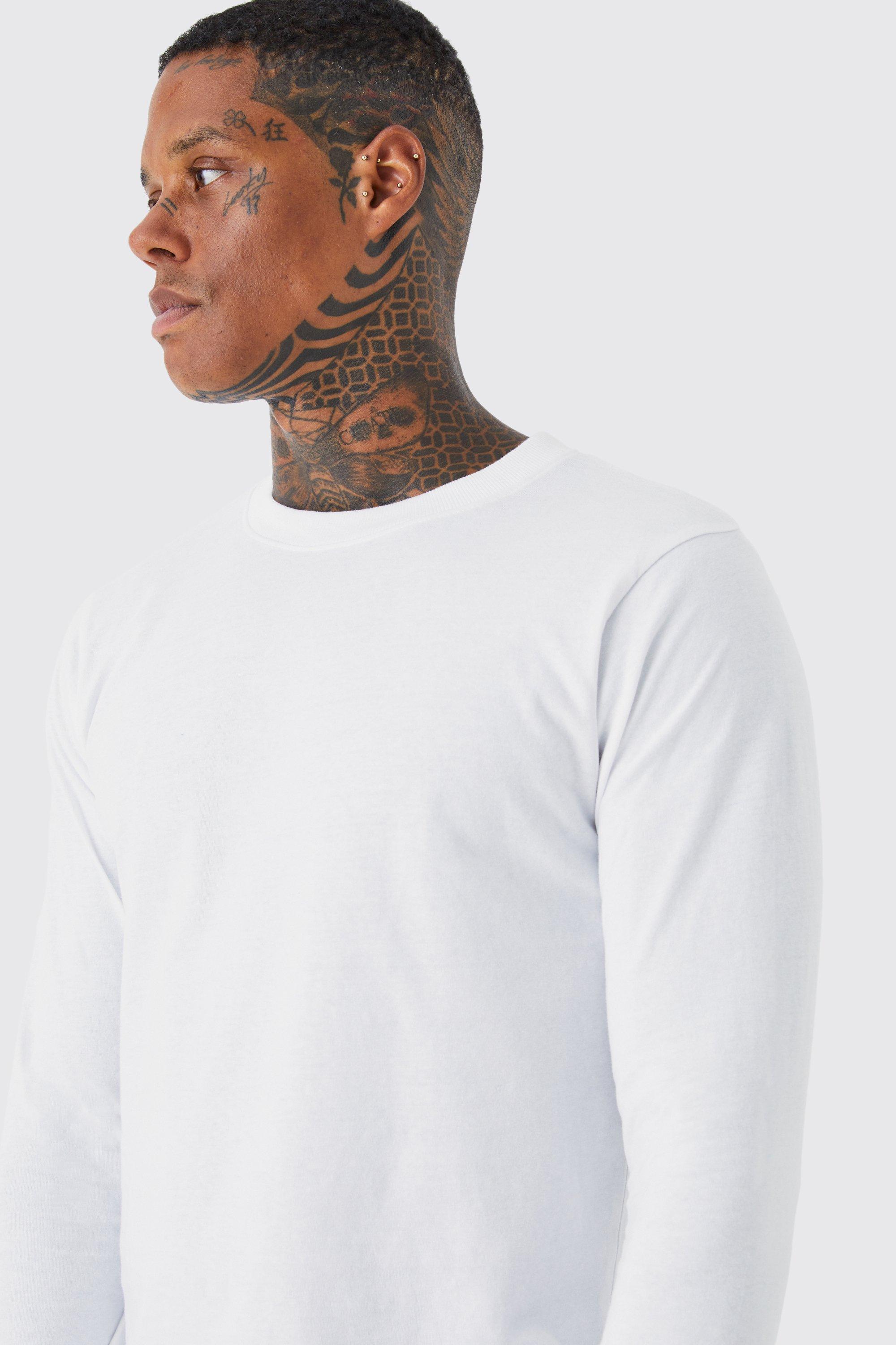 Mens long sleeve 2025 crew neck shirts